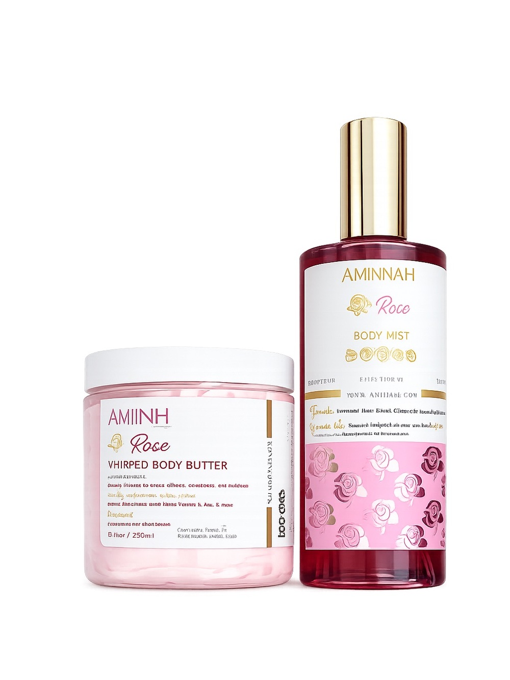 Aminnah Rose Collection Bundle Rose Whipped Body Butter & Body Mist Set